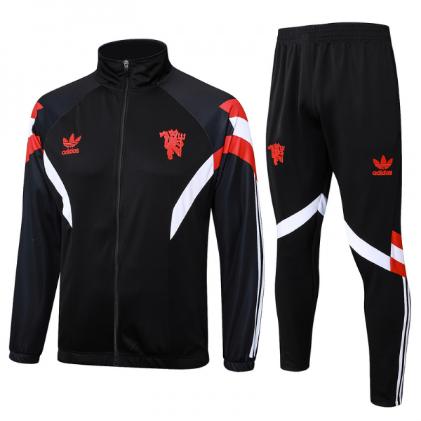 2024/25 Manchester United Black Jacket Training Suit Set Football Team Shirt Sports Fashion