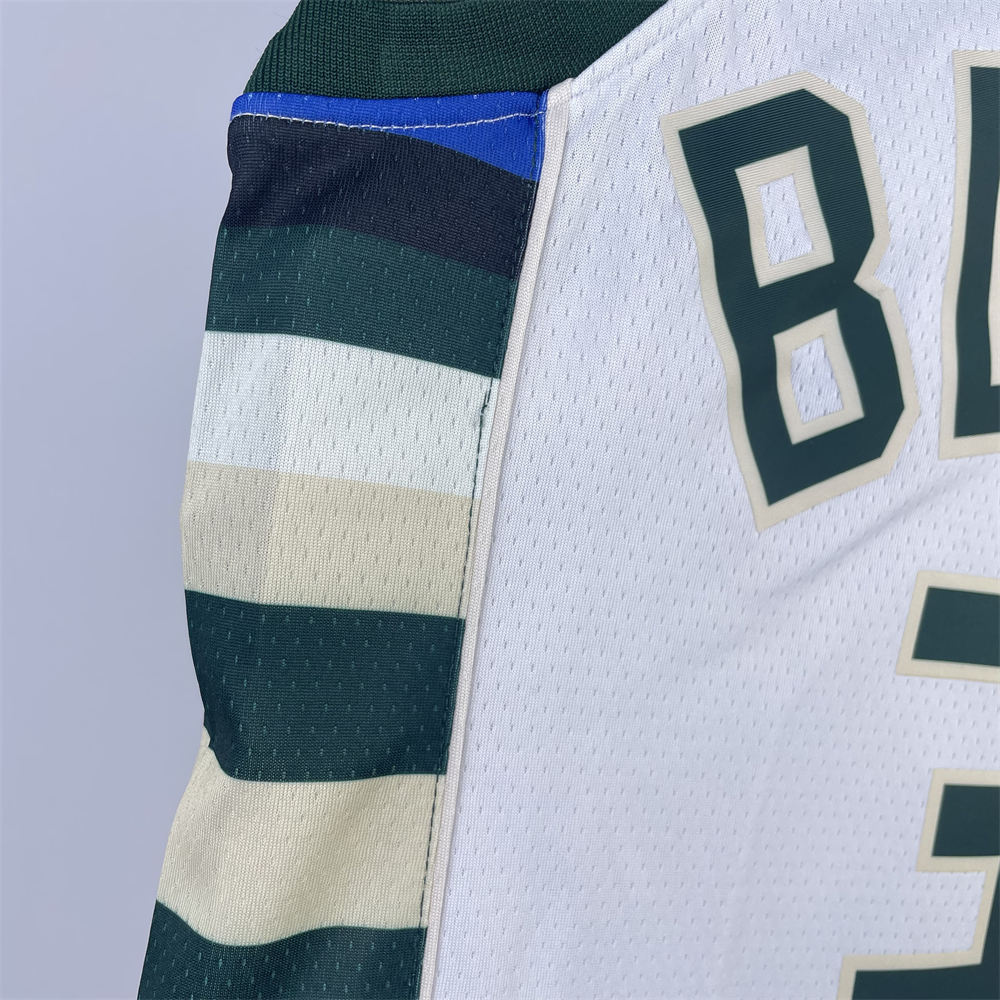 NBA Milwaukee Bucks V-Neck 2023 White jersey LILLARD#0 S-XXL
