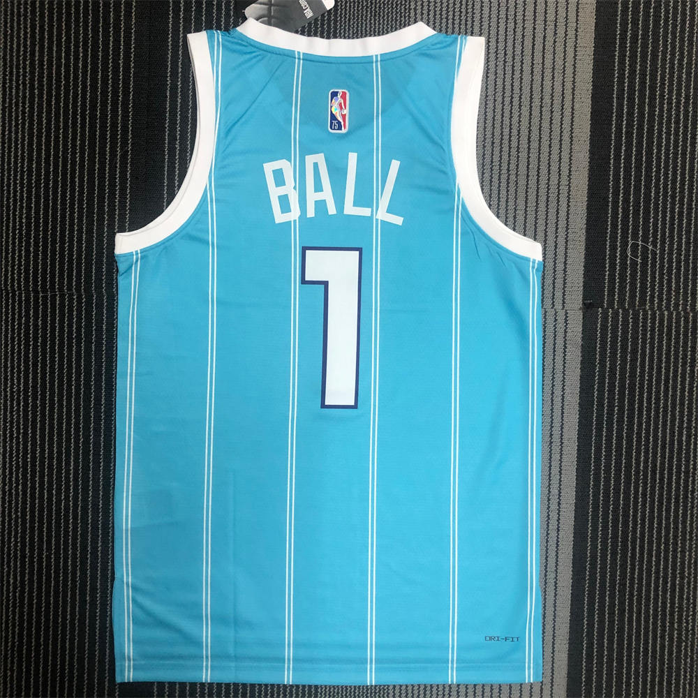 NBA Charlotte Hornets V-Neck 75th Anniversary Jersey BALL#1 S-XXL