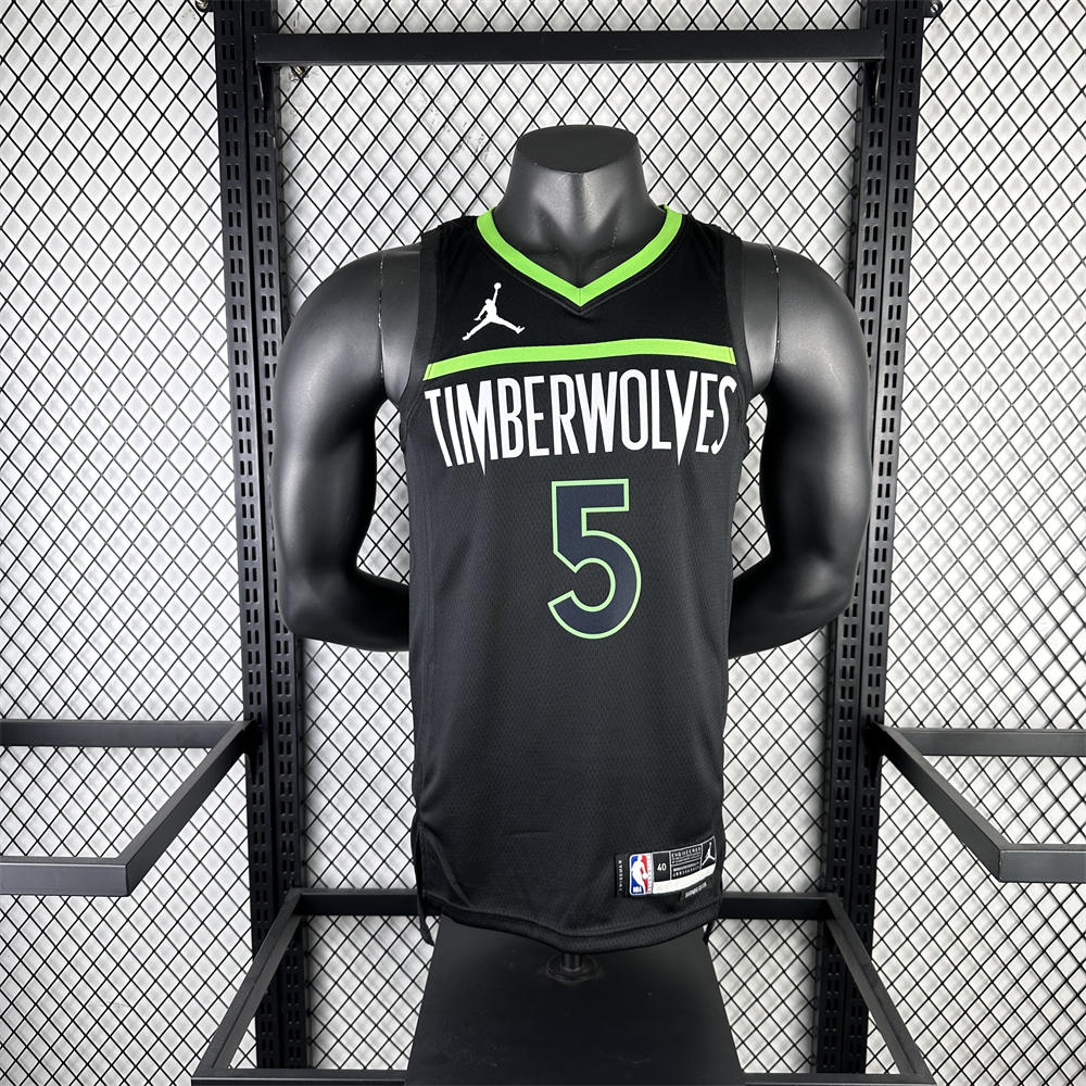 NBA Minnesota Timberwolves 2024 JORDAN Edition V-Neck Black Jersey EDWARDS#5 S-XXL