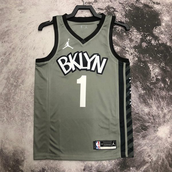 NBA Brooklyn Nets V-Neck Grey Jersey BRIDGES#1 S-XXL