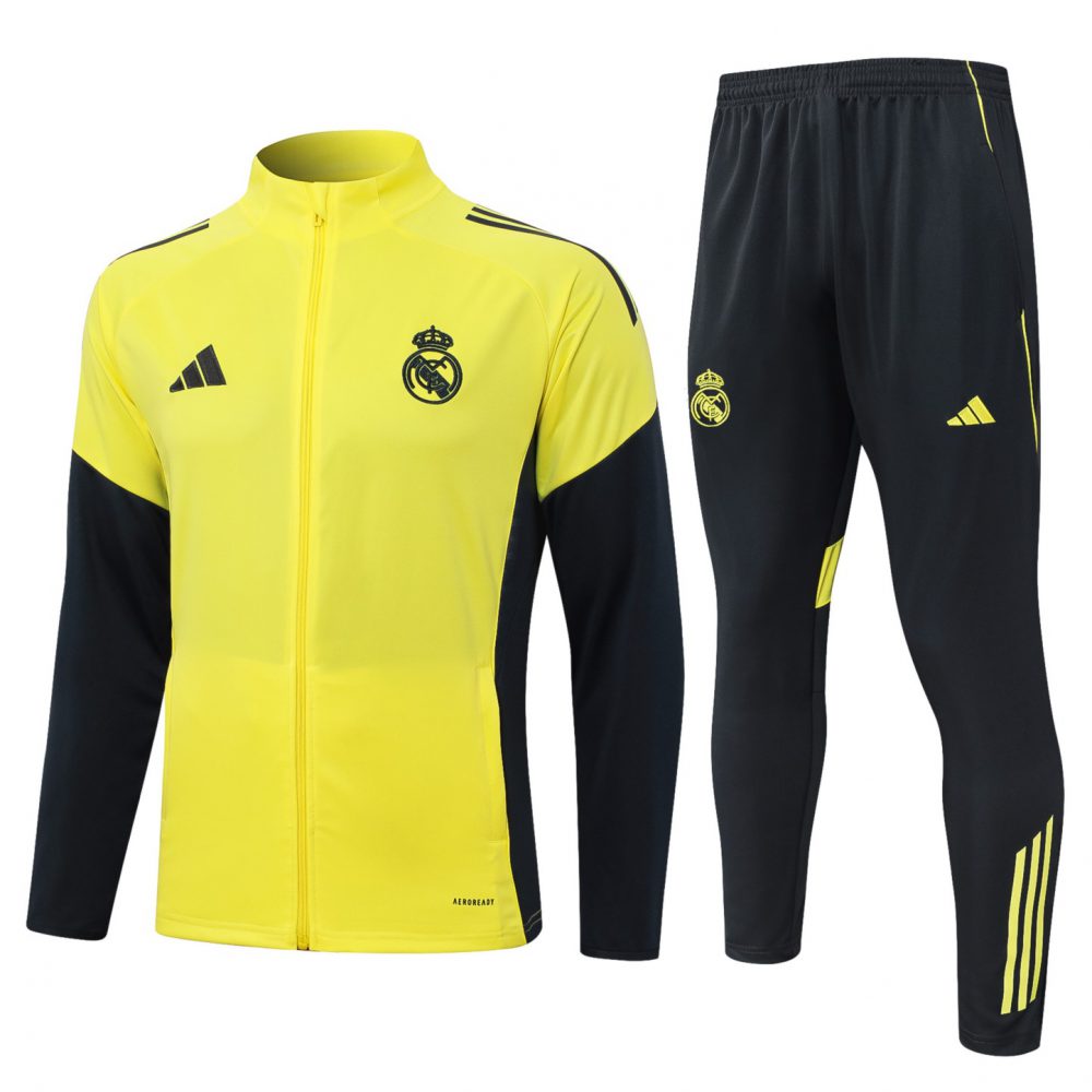 2025/26 Real Madrid yellow Jacket Training Suit Set Football Team Shirt Sports Fashion