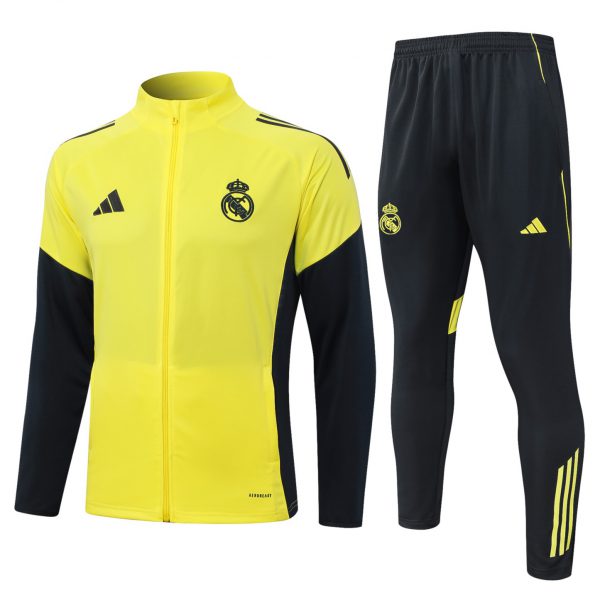 2025/26 Real Madrid yellow Jacket Training Suit Set Football Team Shirt Sports Fashion