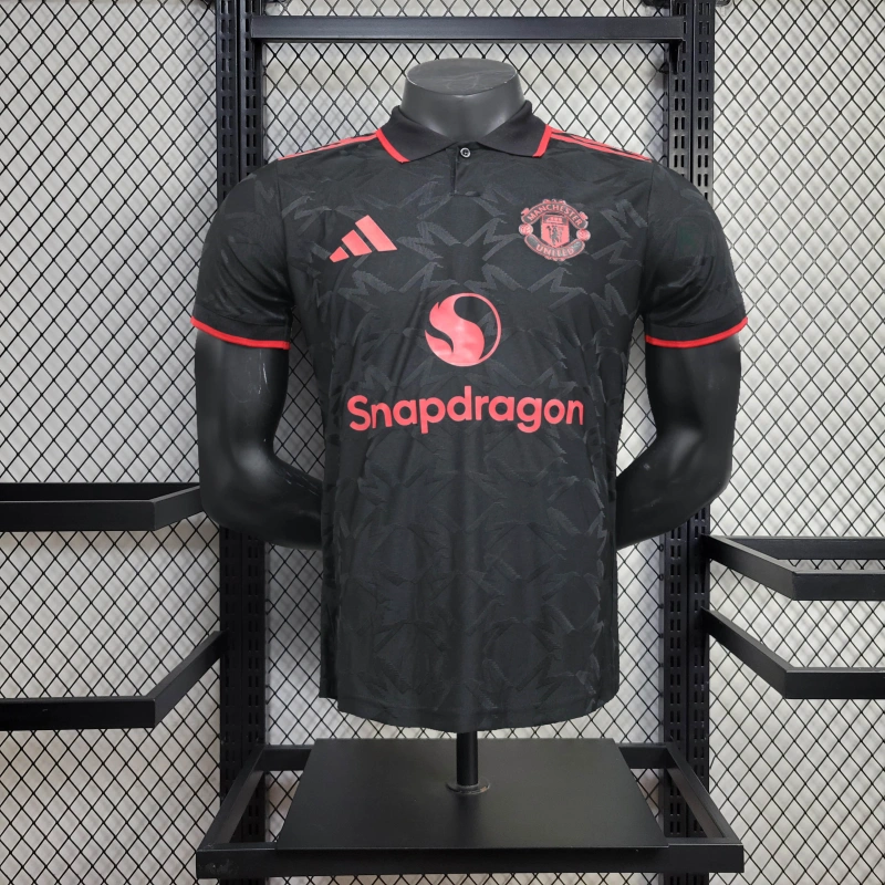 2025/26 Manchester United Co branded POLO Black jersey Player Version