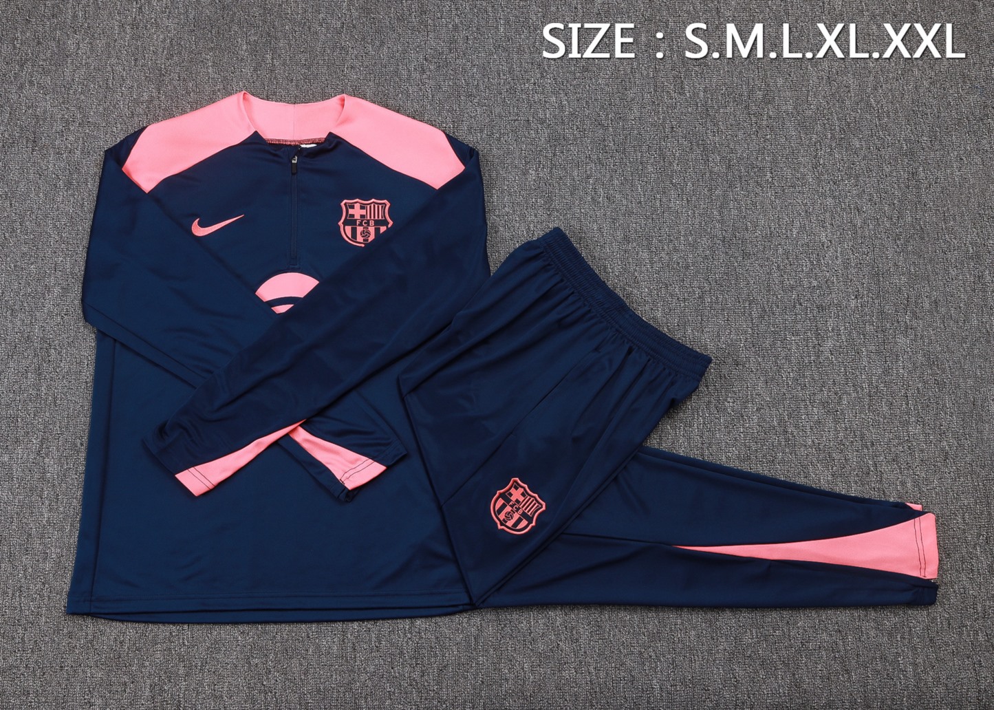 202526 Barcelona royal blue Long-sleeved half-pull training kit Football team kit