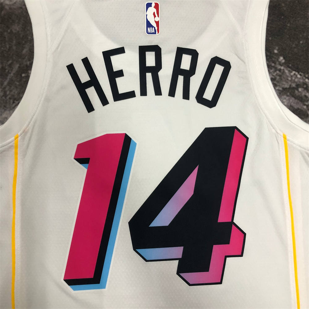 NBA Miami Hearts Round Neck City Edition White Jersey HERRO#14 S-XXL