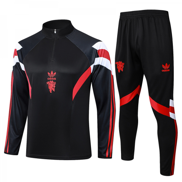 24/25 Manchester United Black Long-sleeved half-pull training kit Football team kit