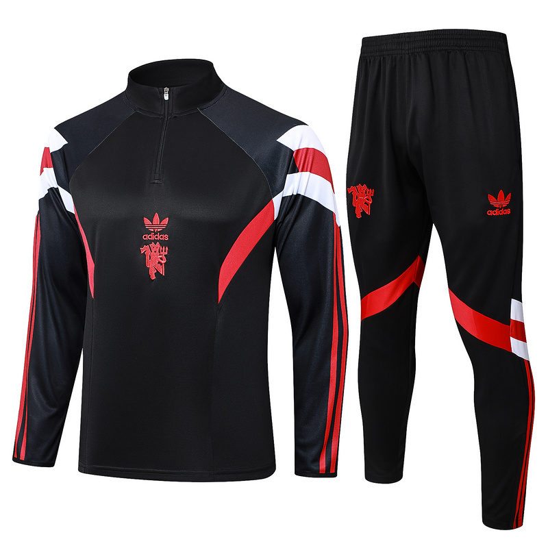 24/25 Manchester United Black Long-sleeved half-pull training kit Football team kit