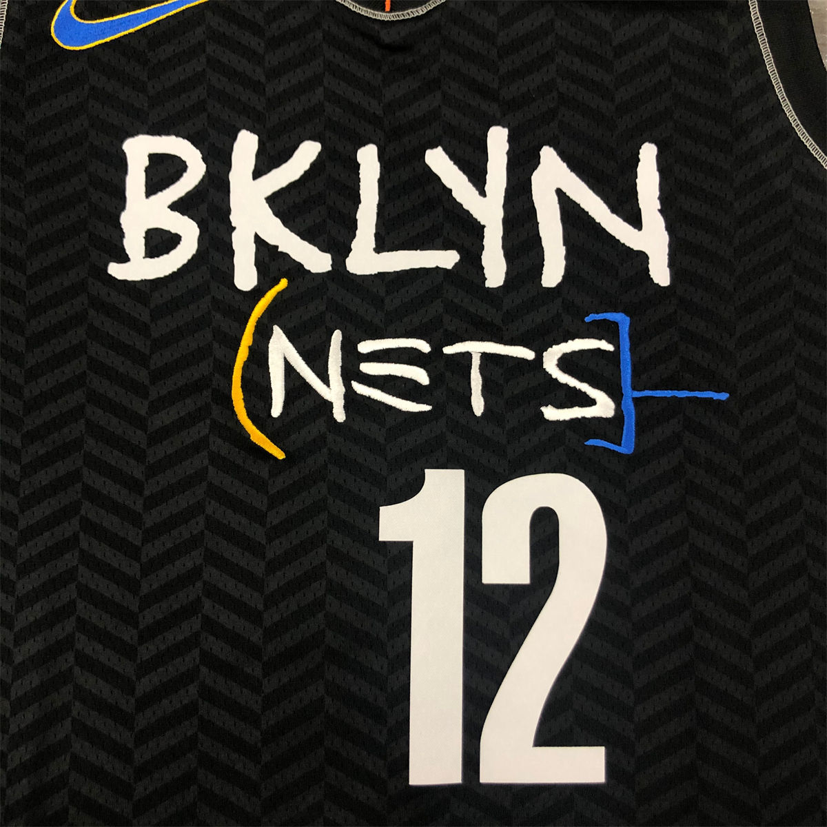 NBA Brooklyn Nets V-Neck Black Jersey HARRIS#12 S-XXL