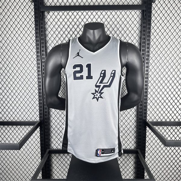 NBA San Antonio Spurs 2021 V-Neck Grey jersey DUNCAN#21 S-XXL