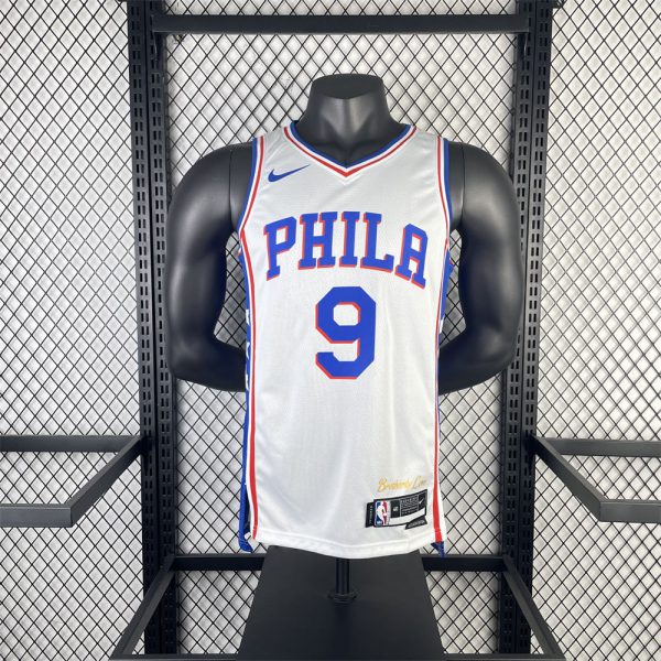 NBA Philadelphia 76ers 2023 V-Neck White Jersey OUBRE JR.#9 S-XXL