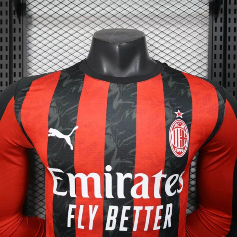 2025/26 AC Milan Home Long Sleeve Jersey Player Version