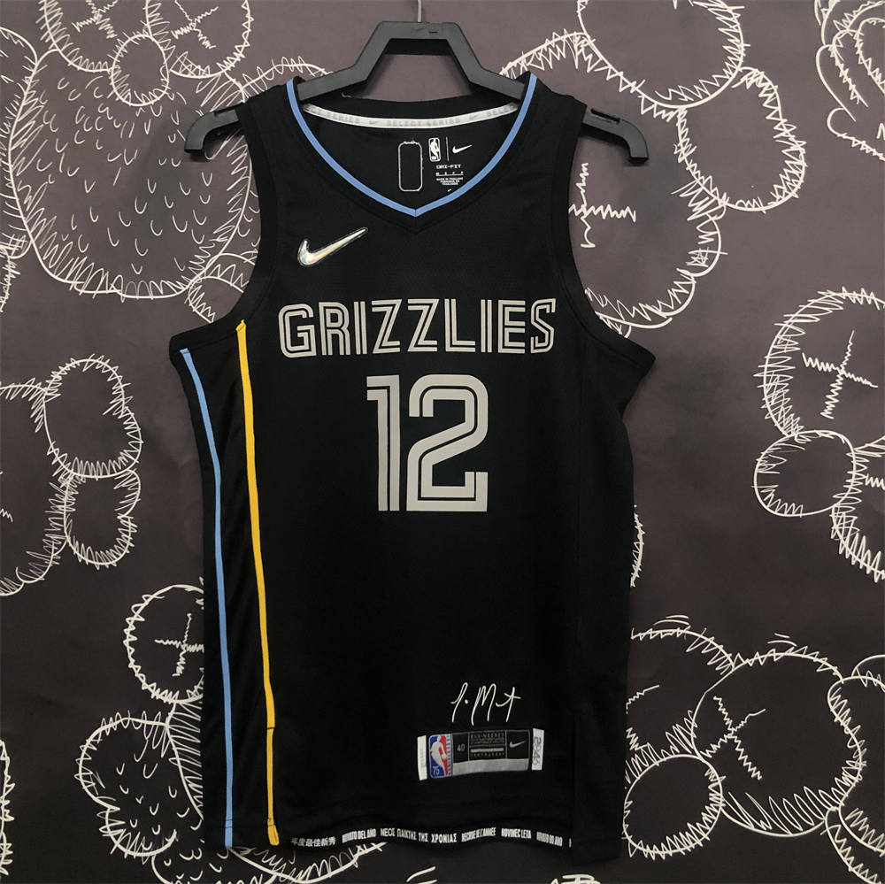 NBA Memphis Grizzies V-Neck Black Jersey MORANT #15 S-XXL