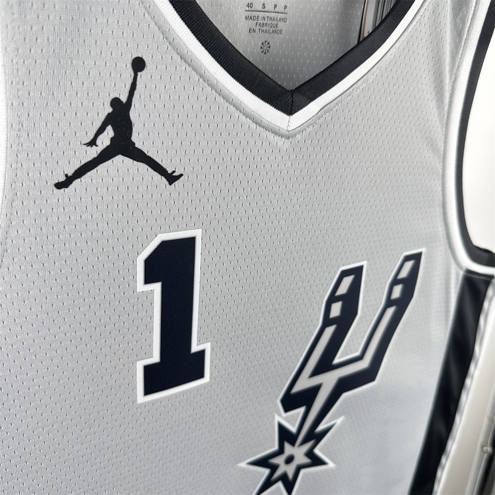 NBA San Antonio Spurs 2021 V-Neck Grey jersey WENBANYAMA#1 S-XXL