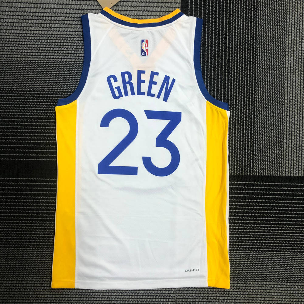 NBA Golden State Warriors V-Neck White Jersey GREEN#23 S-XXL