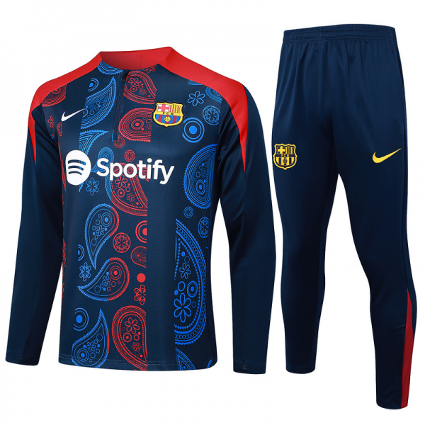 24/25 Barcelona Blue Long-sleeved half-pull training kit Football team kit