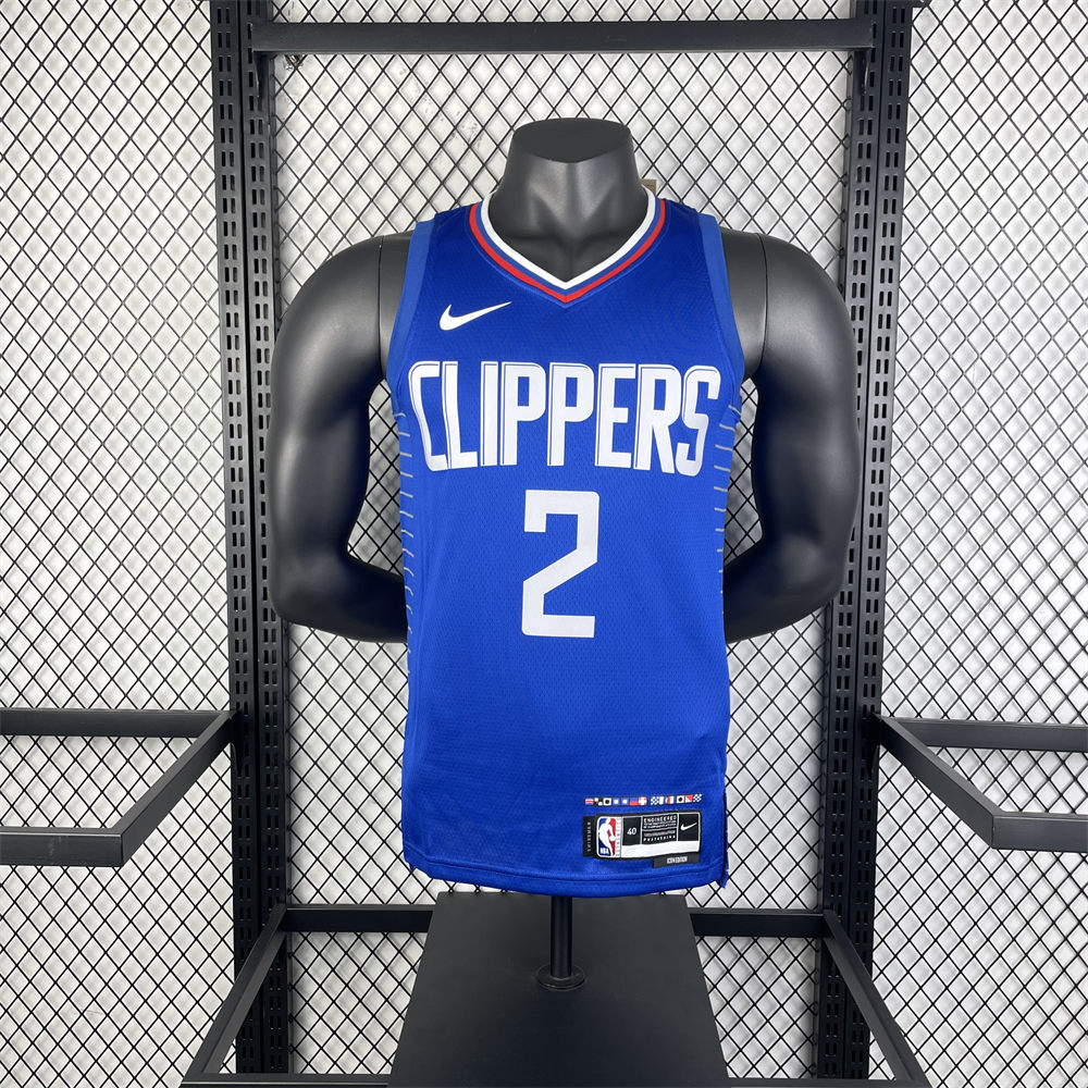 NBA Los Angeles Clippers 2023 V-Neck Blue Jersey LEONARD#2 S-XXL