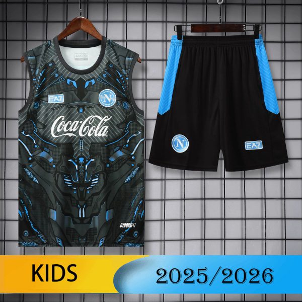 2025/26 Napoli Training Black Vest kids Kits size: 16-28