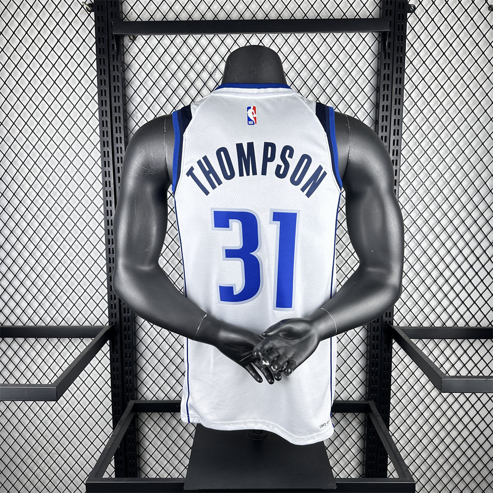 NBA Dallas Mavericks V-Neck White Jersey THOMPSON#31 1 S-XXL