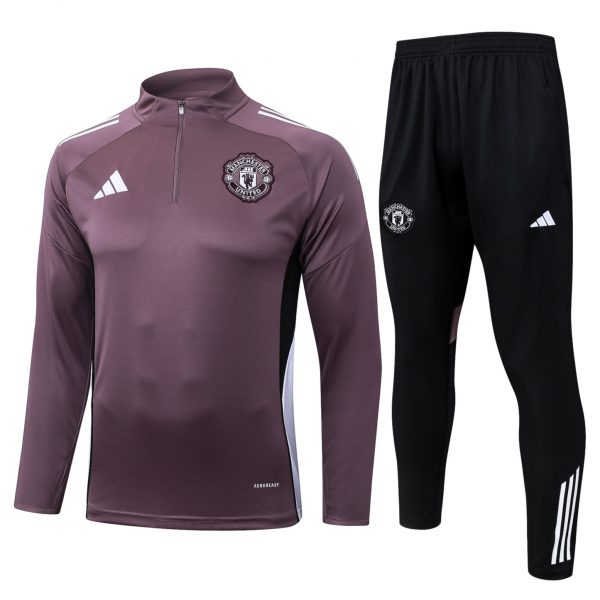 202526 Manchester United grayish purple Long-sleeved half-pull training kit Football team kit