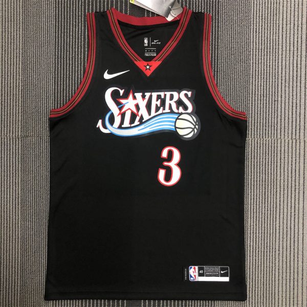 NBA Philadelphia 76ers black Jersey IVERSON#3 S-XXL