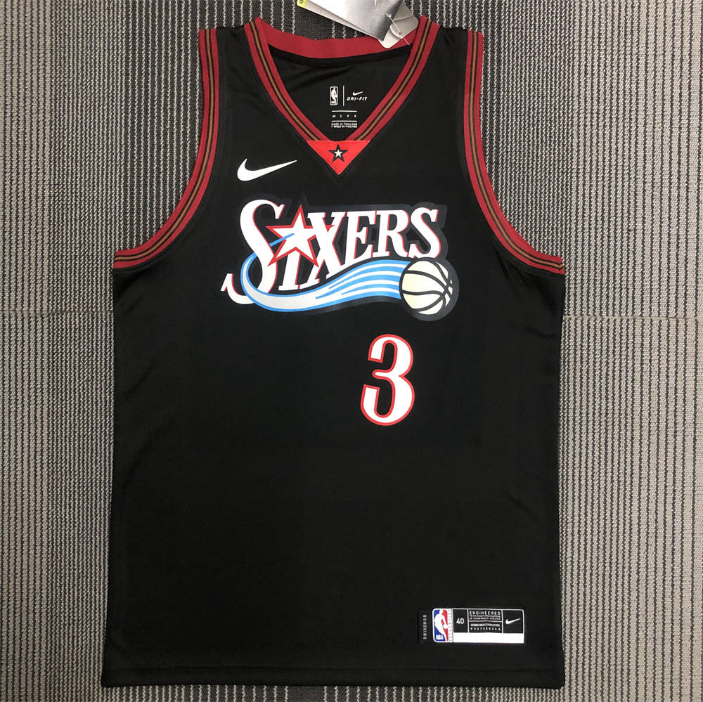 NBA Philadelphia 76ers black Jersey IVERSON#3 S-XXL