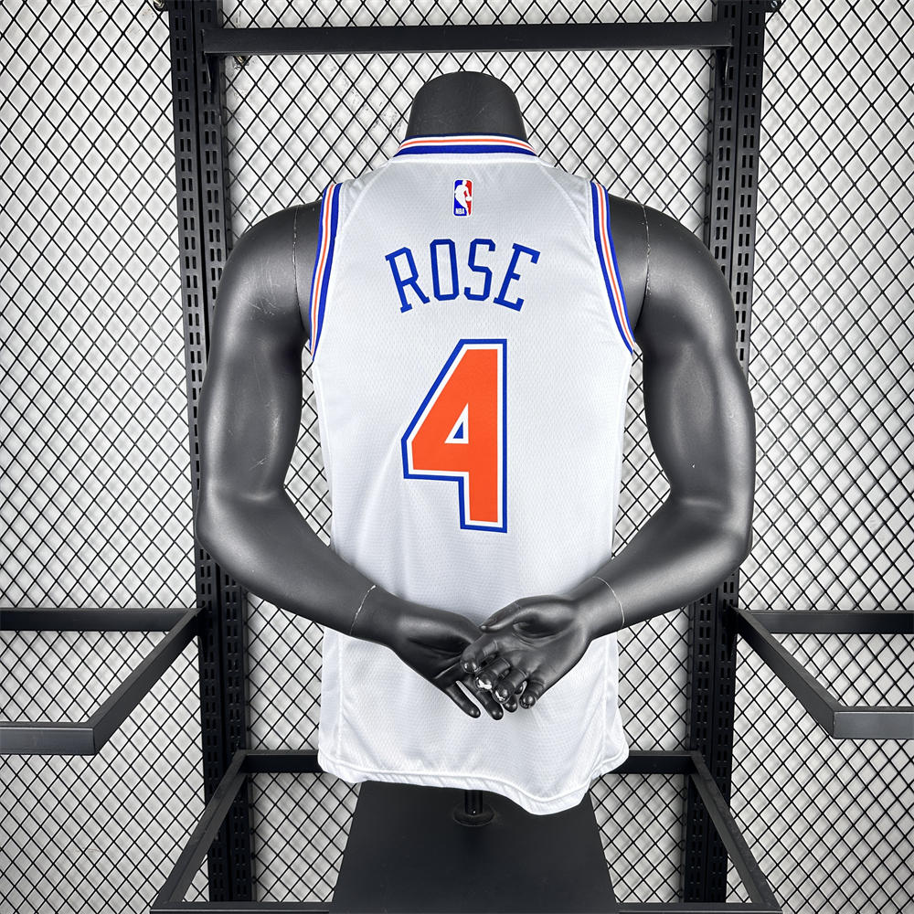 NBA New York Knicks 2019 Round Neck White jersey ROSE#4 S-XXL