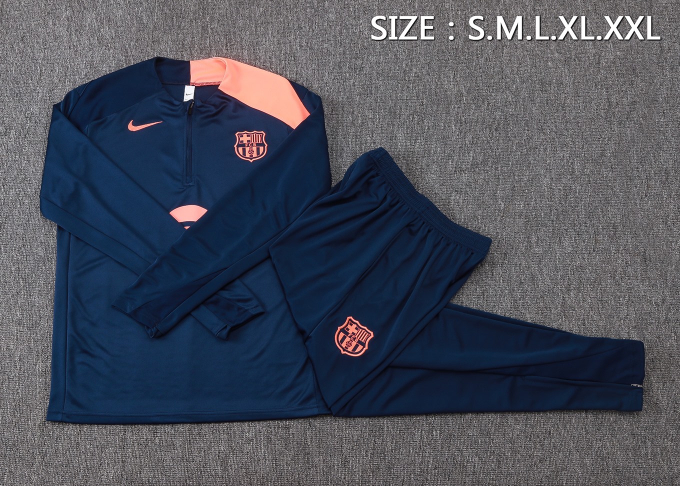 202526 Barcelona Royal blue Long-sleeved half-pull training kit Football team kit