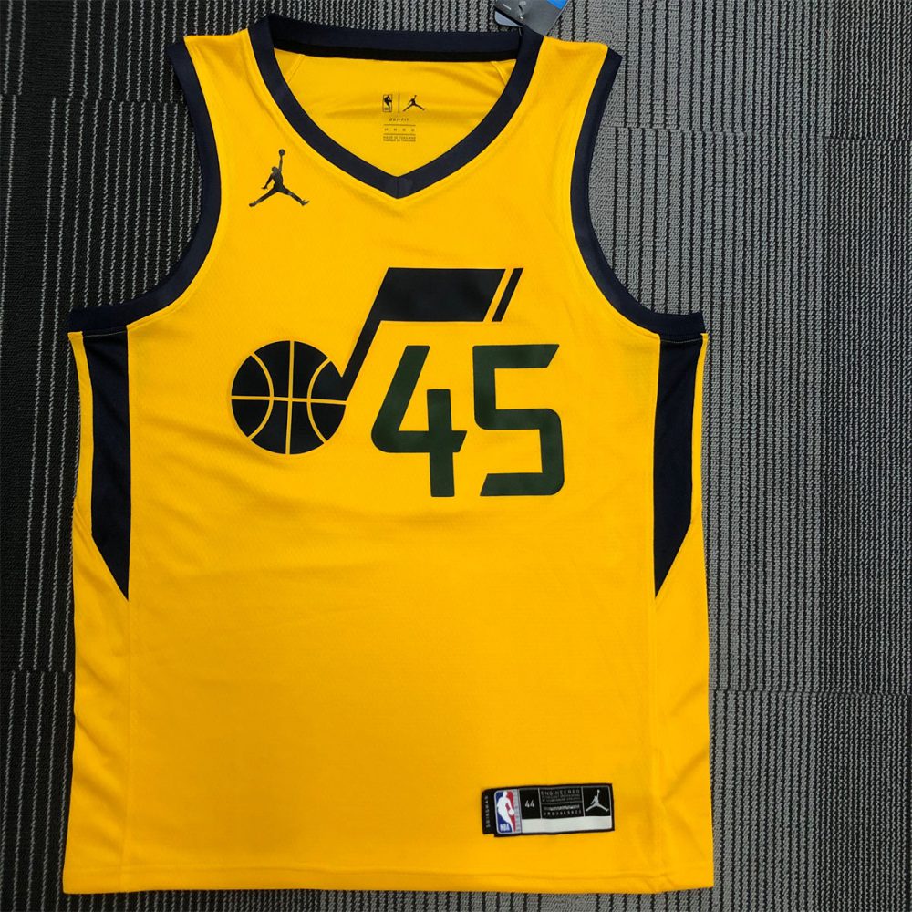 NBA Utah Jazz V-Neck Yellow Jersey MITCHELL#45 S-XXL