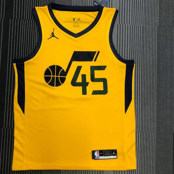 NBA Utah Jazz V-Neck Yellow Jersey MITCHELL#45 S-XXL
