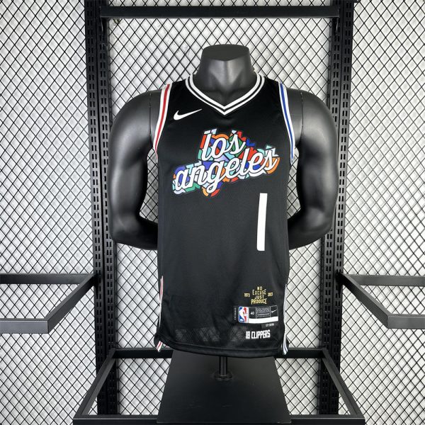 NBA Los Angeles Clippers V-Neck Black Jersey S-XXL