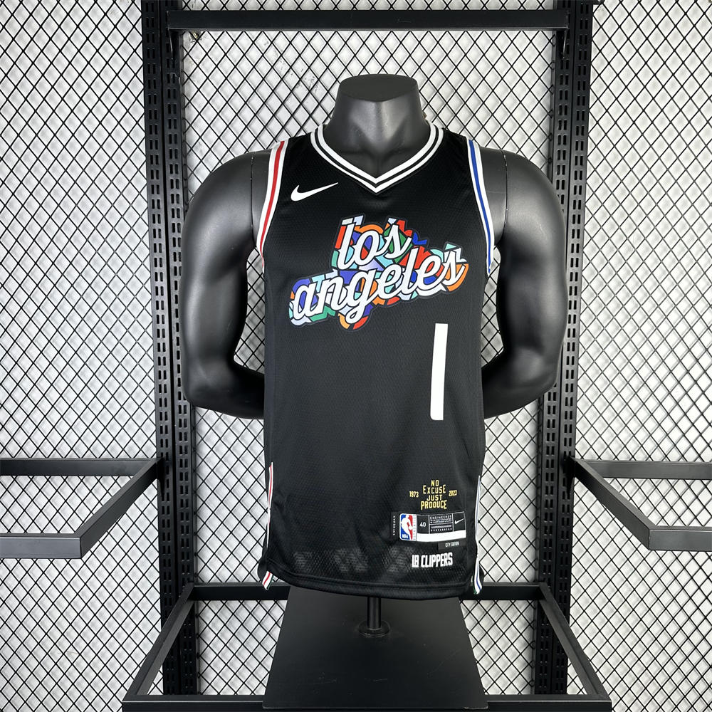 NBA Los Angeles Clippers V-Neck Black Jersey S-XXL