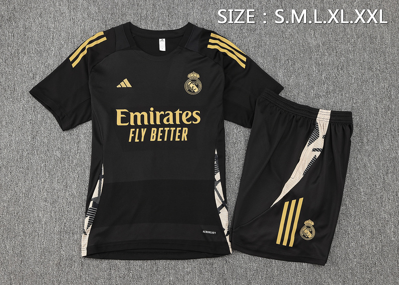 24/25 Real Madrid Black Training Set Shirt and Shorts