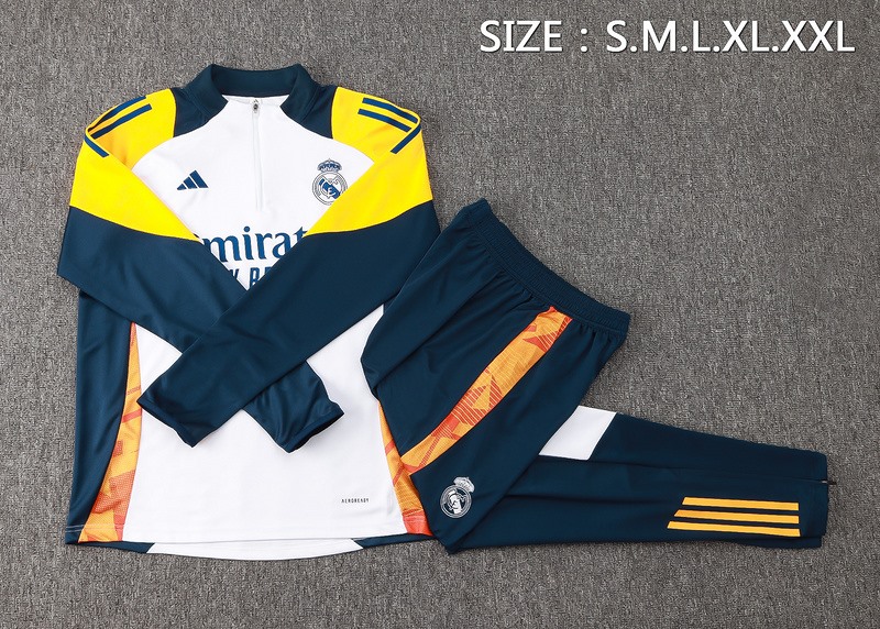 24/25 Real Madrid White Long-sleeved half-pull training kit Football team kit
