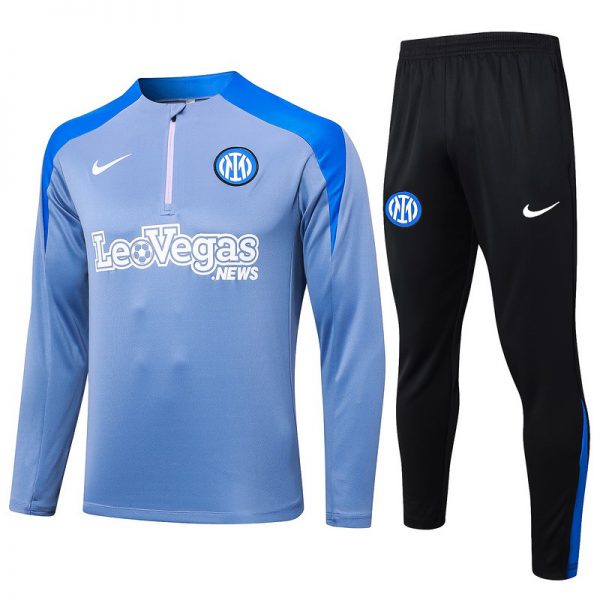 24/25 Inter Milan Gray Blue Long-sleeved half-pull training kit Football team kit