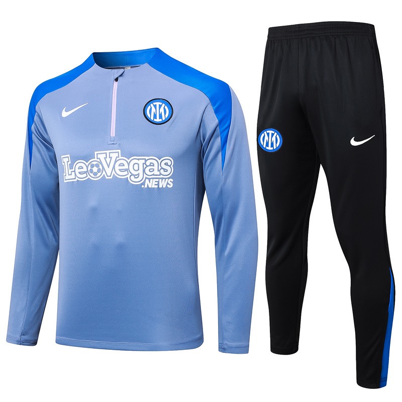 24/25 Inter Milan Gray Blue Long-sleeved half-pull training kit Football team kit