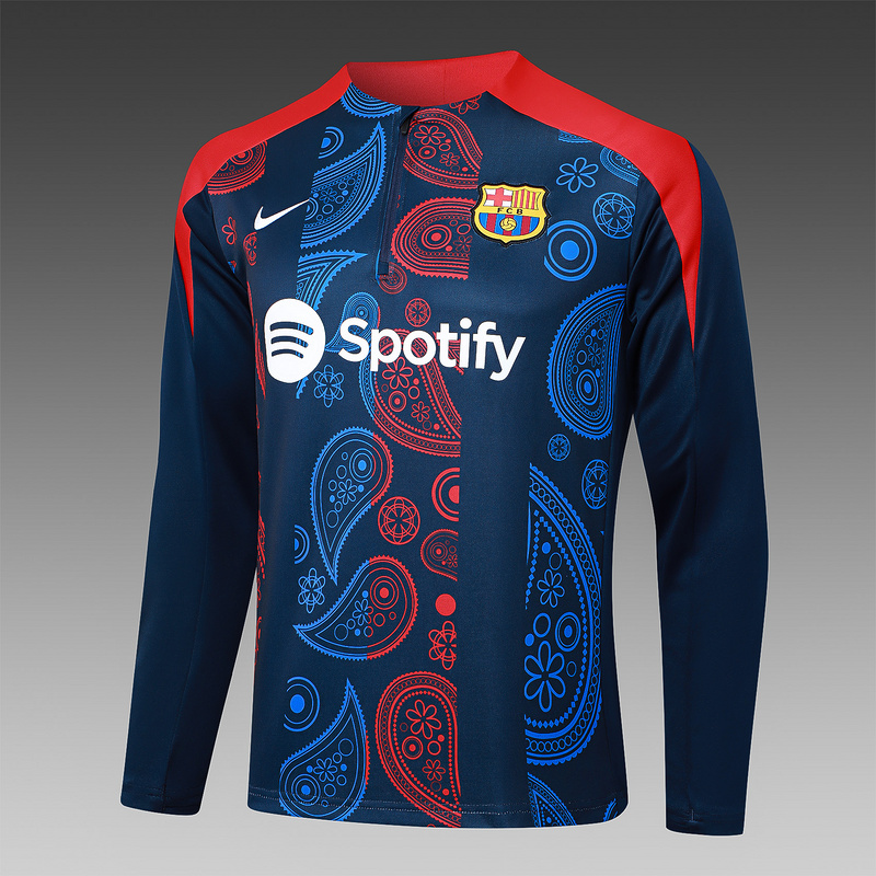 24/25 Barcelona Blue Long-sleeved half-pull training kit Football team kit