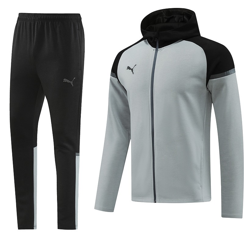 2024 Puma Grey Hoodie Jacket Kit Set Football Team Shirt Sports Fashion