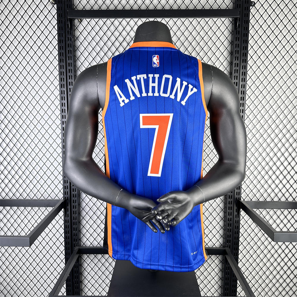 NBA New York Knicks 2024 Round Neck Blue jersey ANTHONY#7 S-XXL