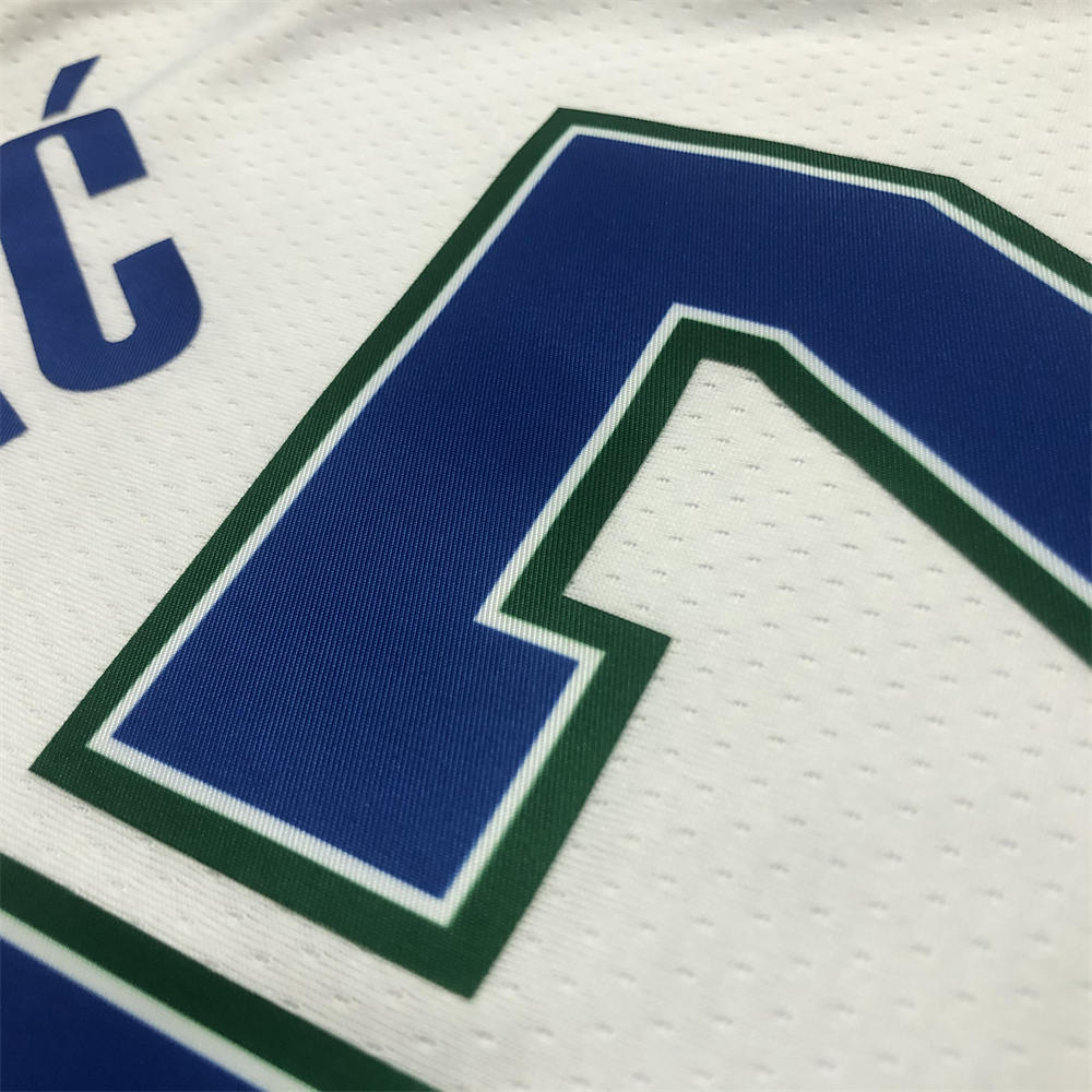 NBA Dallas Mavericks V-Neck White 75th anniversary Jersey DONCIC#77 S-XXL