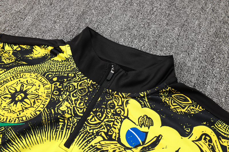 24/25 Brazil Yellow Long-sleeved half-pull training kit Football team kit
