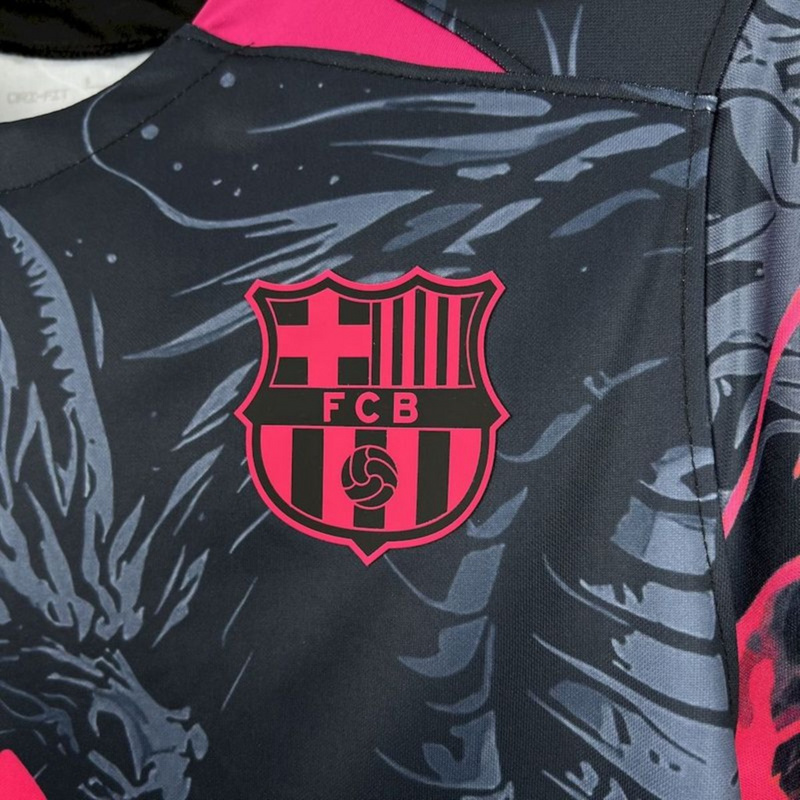 2025/26 Barcelona Special Edition Black and Pink Jersey Fan Version