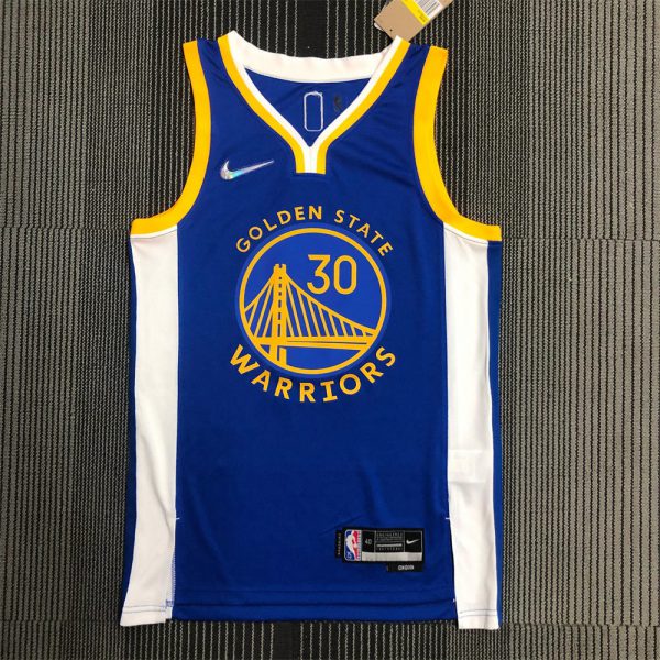 NBA Golden State Warriors V-Neck 75th anniversary Blue Jersey CURRY#30 S-XXL