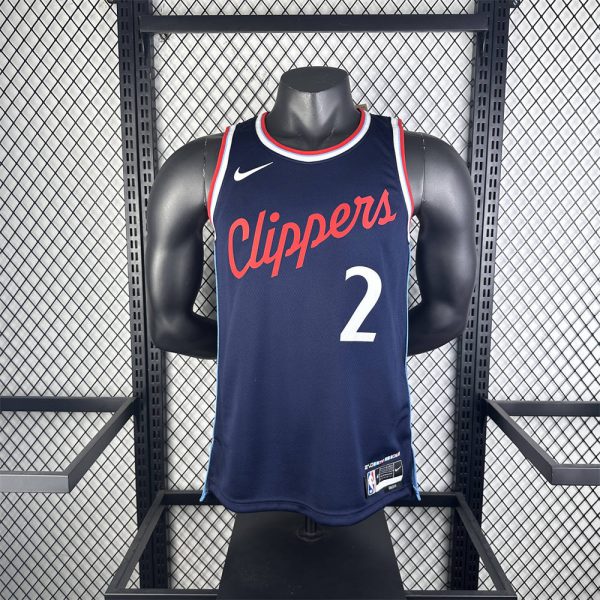 NBA Los Angeles Clippers 24/25 Round Neck dark blue Jersey LEONARD#2 S-XXL