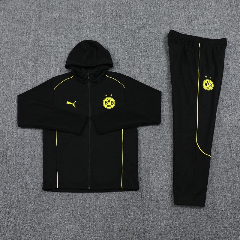 2024 Dortmund Black Hoodie Jacket Kit Set Football Team Shirt Sports Fashion