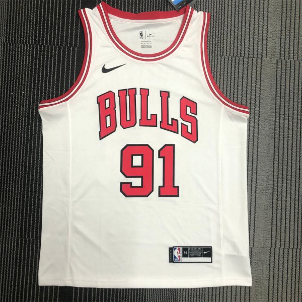 NBA Chicago Bulls Round Neck White Jersey RODMAN#91 S-XXL