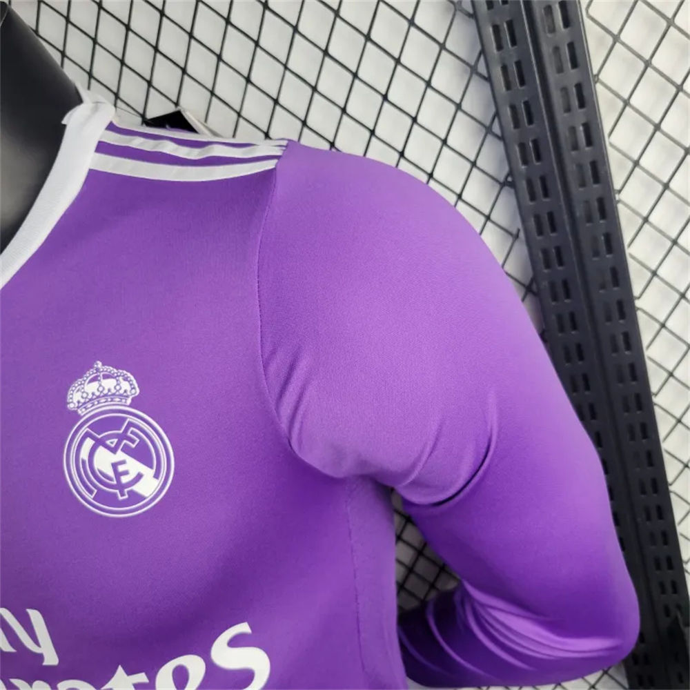 Retro 16/17 Real Madrid 2 Away Jersey Long Sleeve Player Version