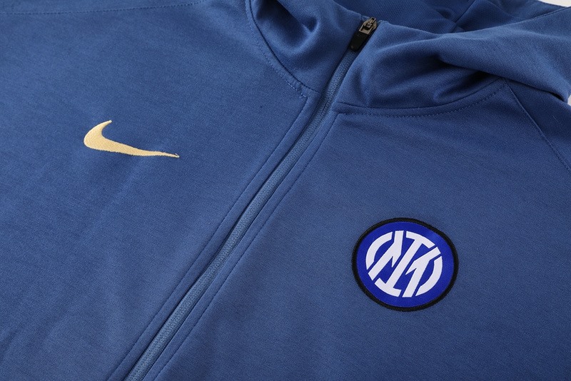 2024 Inter Milan Royal Blue Hoodie Jacket Kit Set Football Team Shirt Sports Fashion