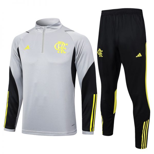 24/25 Flamengo Gray Long-sleeved half-pull training kit Football team kit