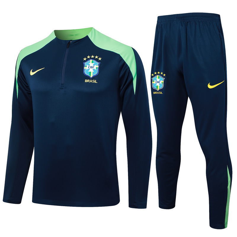 24/25 Brazil Blue Long-sleeved half-pull training kit Football team kit
